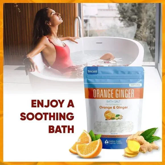 Orange Ginger Bath Salt - 32 Oz Epsom Salt With Ginger & Orange Essential Oils